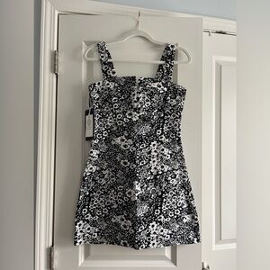 Tuckernuck Hyacinth House Black and White Denim Floral Gaia Mini Dress